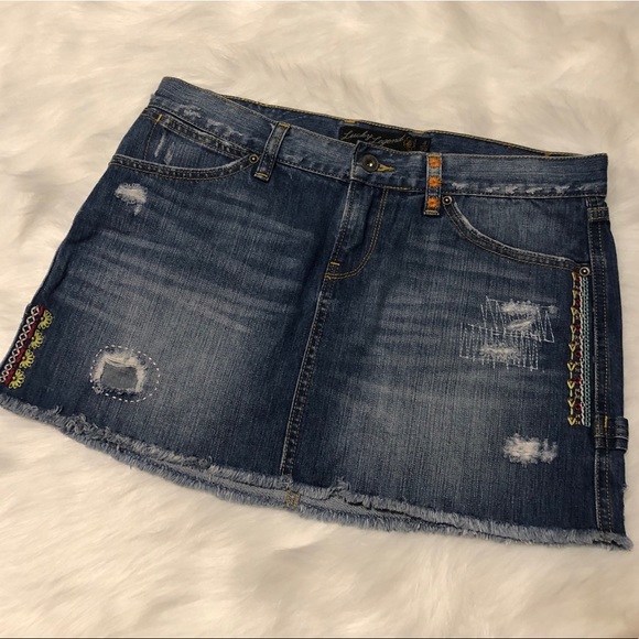 Lucky Brand Dresses & Skirts - Rare Lucky Legend by Lucky Denim Embroidered Skirt